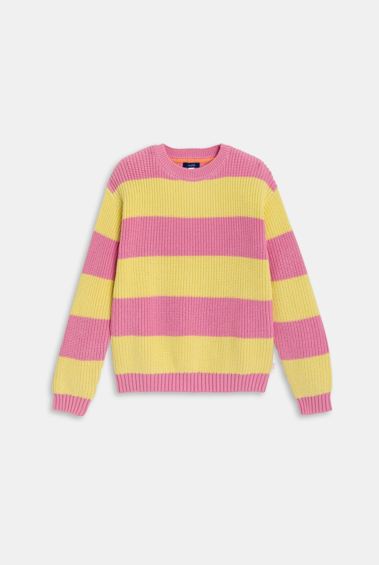 Pull à rayures rose Fille 1