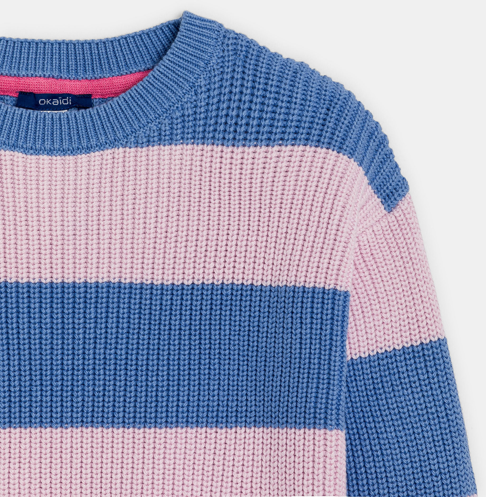 Dekliški modri črtasti pulover 2