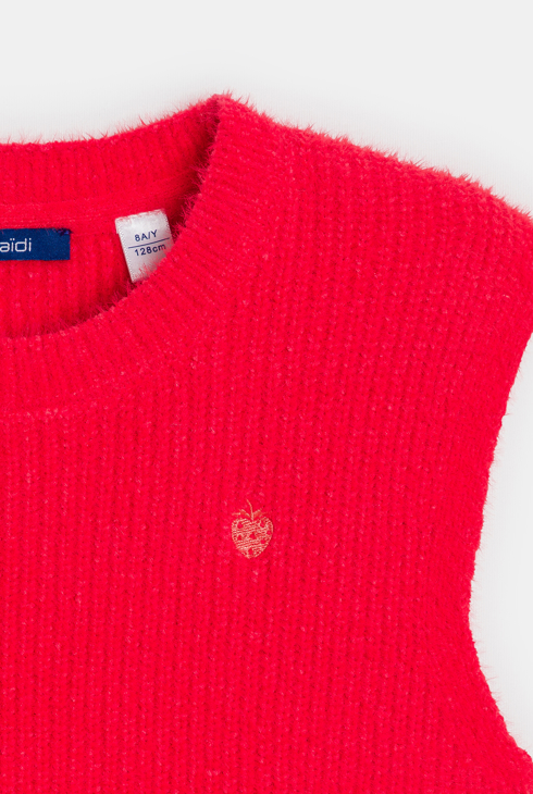 Ärmelloser roter Pullover für Mädchen