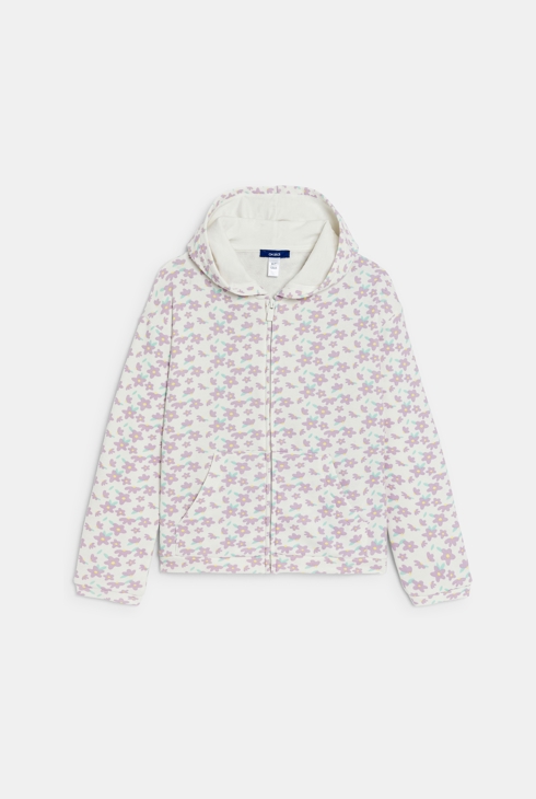Blasslila Sweatshirt aus geblümtem Molton für Mädchen