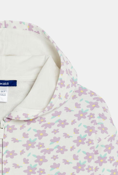 Blasslila Sweatshirt aus geblümtem Molton für Mädchen