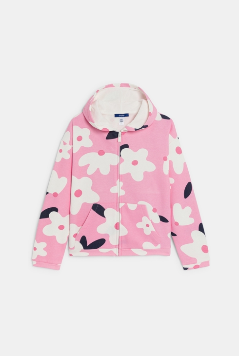 Rosa Sweatshirt aus geblümtem Molton für Mädchen