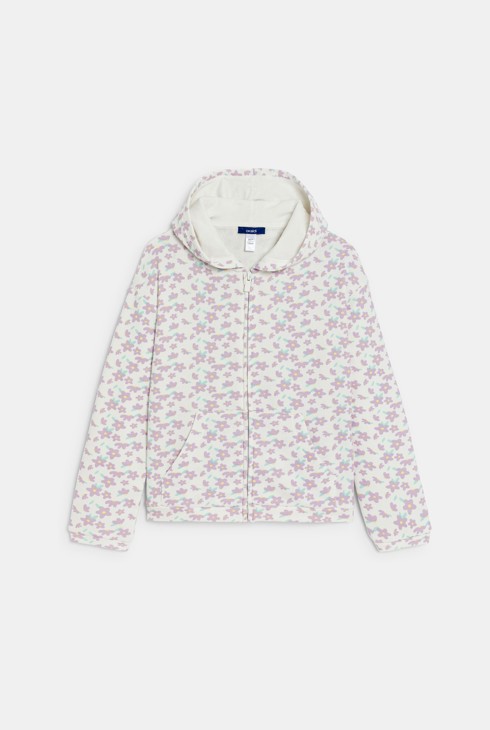 Blasslila Sweatshirt aus geblümtem Molton für Mädchen 1
