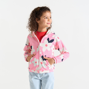 Girl's pink floral fleece hoodie 1