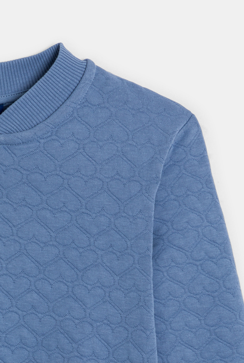 Gestepptes blaues Sweatshirt mit Herzchen für Mädchen