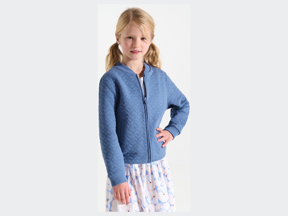 Gilet matelassé cœur bleu Fille 1