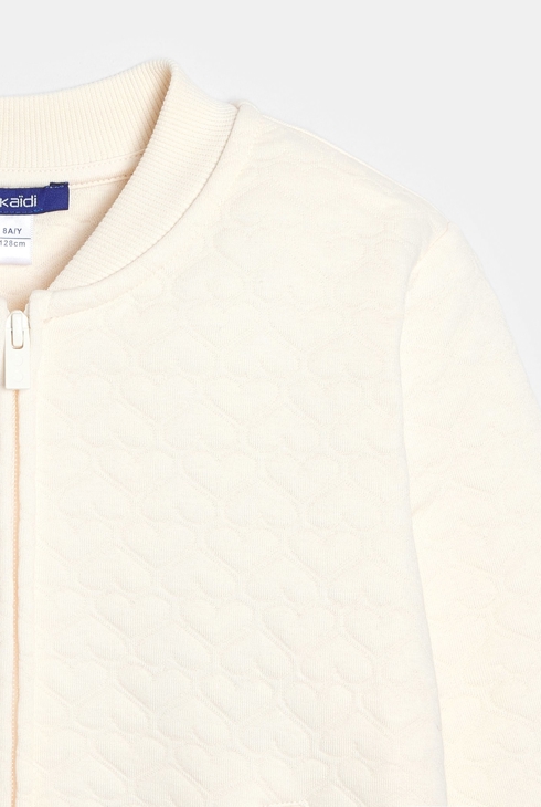 Gestepptes weißes Sweatshirt mit Herzchen für Mädchen