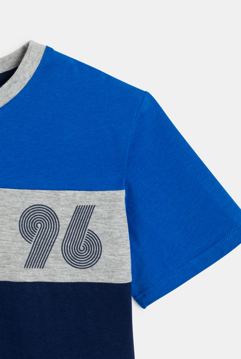 T-shirt manches courtes colorblock bleu Garçon