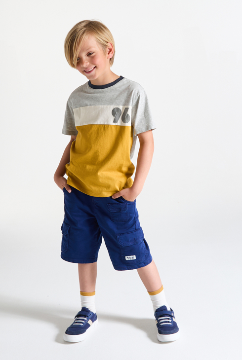 T-shirt manches courtes colorblock jaune curry Garçon 1