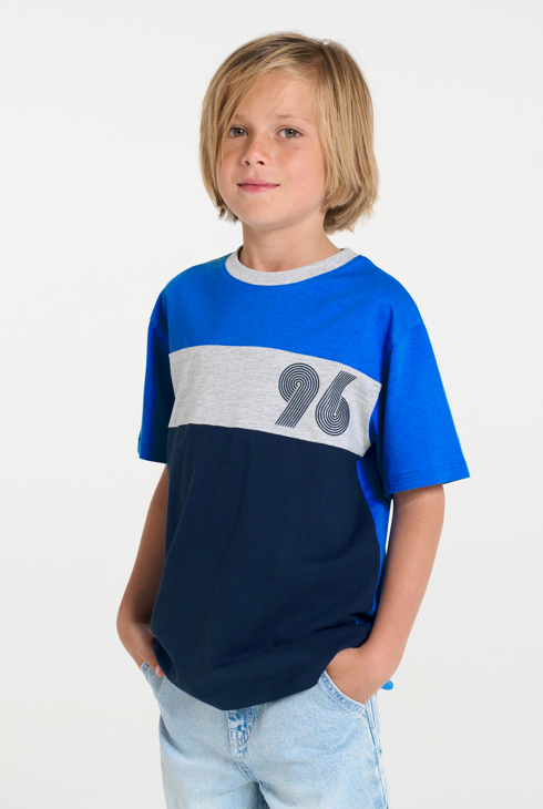 T-shirt manches courtes colorblock bleu Garçon 1