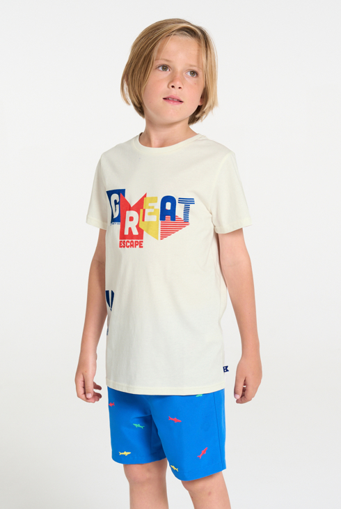 T-shirt manches courtes à message blanc Garçon 1