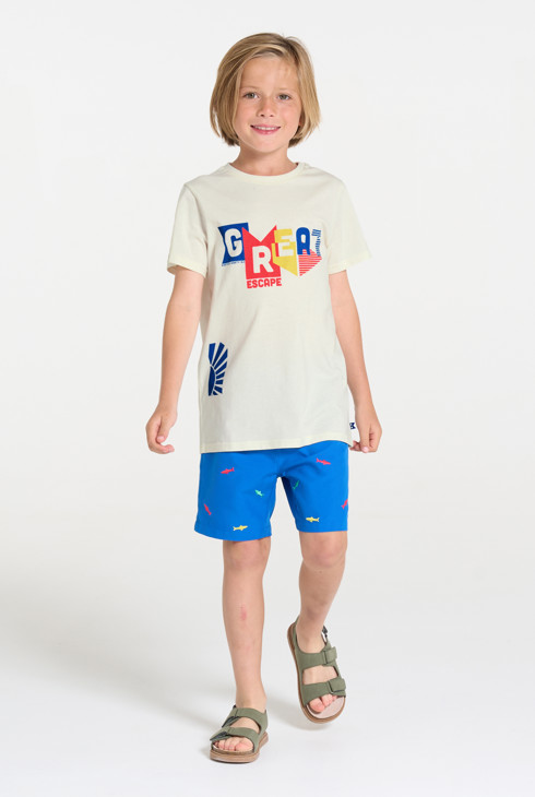 Weißes Kurzarm-T-Shirt mit Schriftzug für Jungen 2