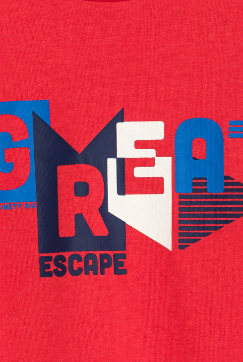 T-shirt manches courtes à message rouge Garçon 2