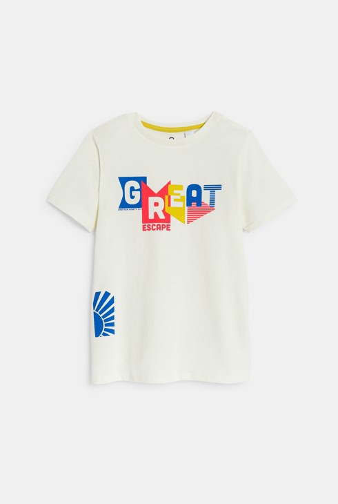 Weißes Kurzarm-T-Shirt mit Schriftzug für Jungen 2