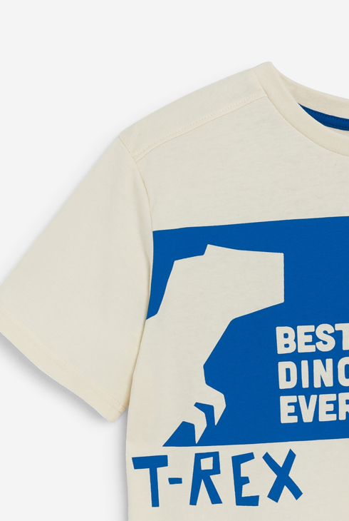 T-shirt manches courtes motif dinosaure blanc Garçon