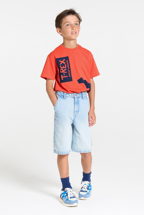 Oranges Kurzarm-T-Shirt mit Dinosaurier-Motiv für Jungen 2