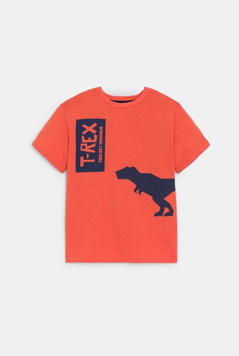 Oranges Kurzarm-T-Shirt mit Dinosaurier-Motiv für Jungen 2