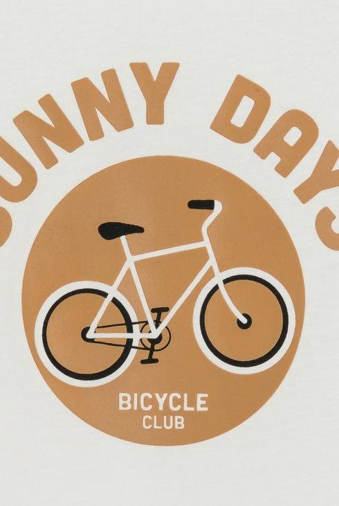 Weißes Kurzarm-T-Shirt mit Fahrradmotiv für Jungen