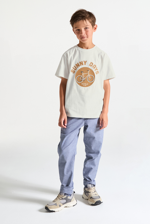 T-shirt manches courtes motif vélo blanc Garçon 1