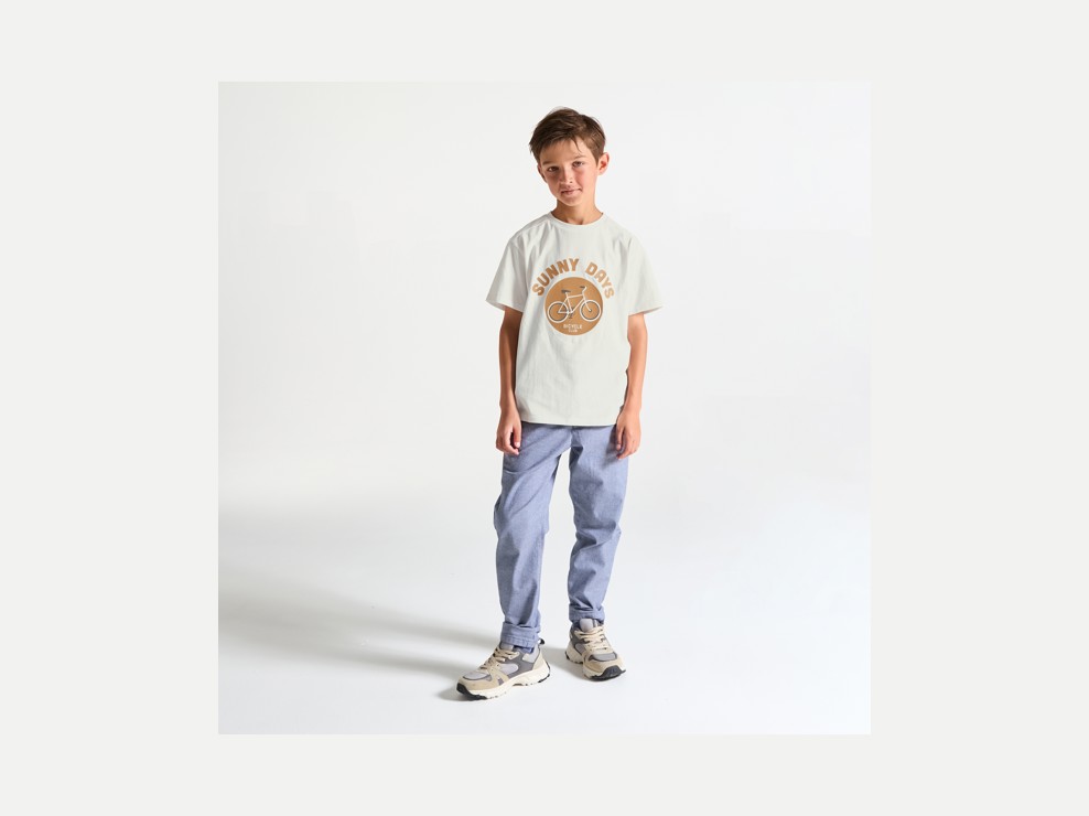 T-shirt manches courtes motif vélo blanc Garçon 1
