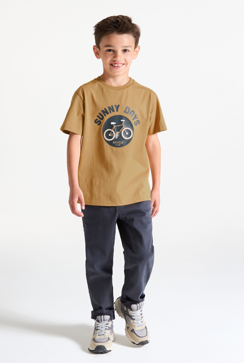 T-shirt manches courtes motif vélo marron Garçon 1
