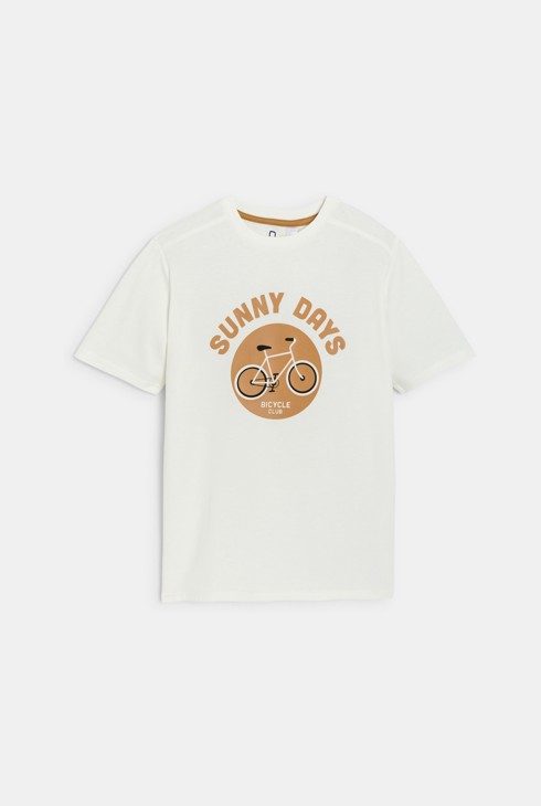 Weißes Kurzarm-T-Shirt mit Fahrradmotiv für Jungen 2