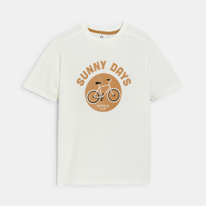 Weisses Kurzarm-T-Shirt mit Velomotiv für Jungs 1