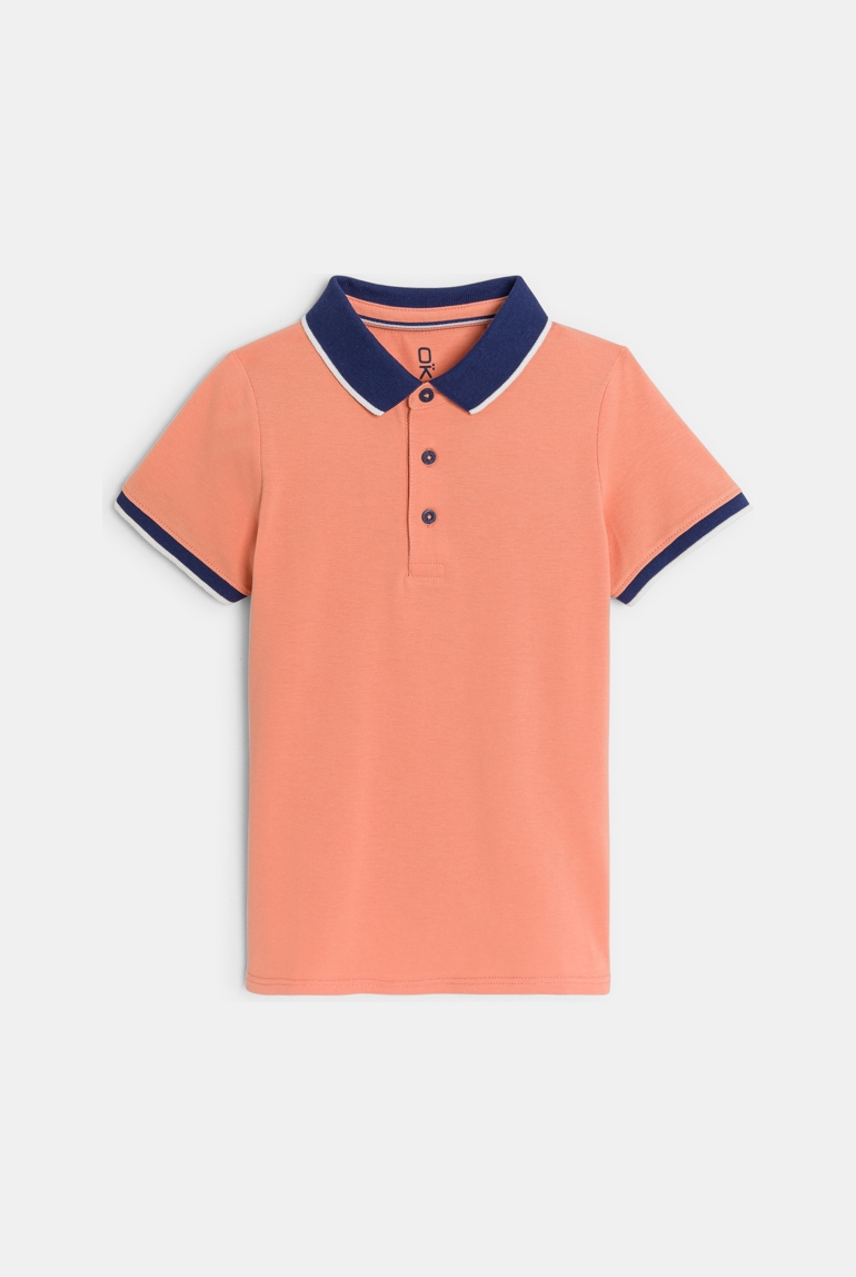 Polo manches courtes en jersey piqué orange Garçon 1