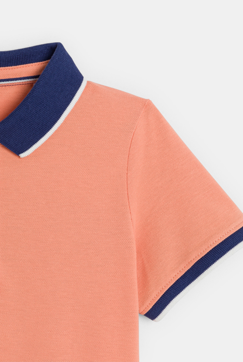 Polo manches courtes en jersey piqué orange Garçon
