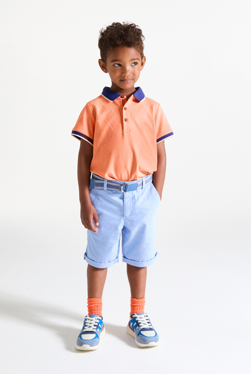 Polo de manga corta en punto piqué naranja niño 1
