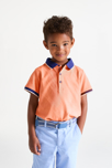 Polo manches courtes en jersey piqué orange Garçon 4