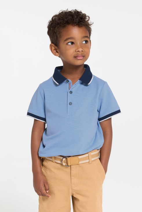 Polo manches courtes en jersey piqué bleu ciel Garçon 1
