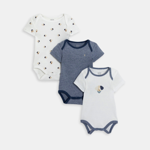 Baby boy's short-sleeve, envelope-neckline blue bodysuit (pack of 3) 1