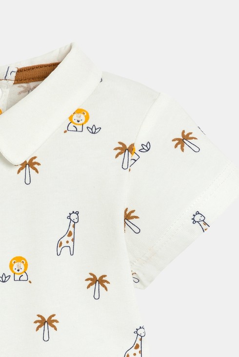 Bijeli bodi kratkih rukava s malim ovratnikom i uzorkom životinja za bebe dječake (komplet od 3 komada) 2