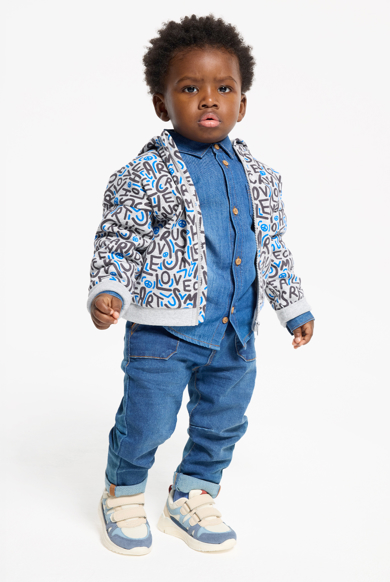 Sweat à capuche zippé bleu bébé garçon
