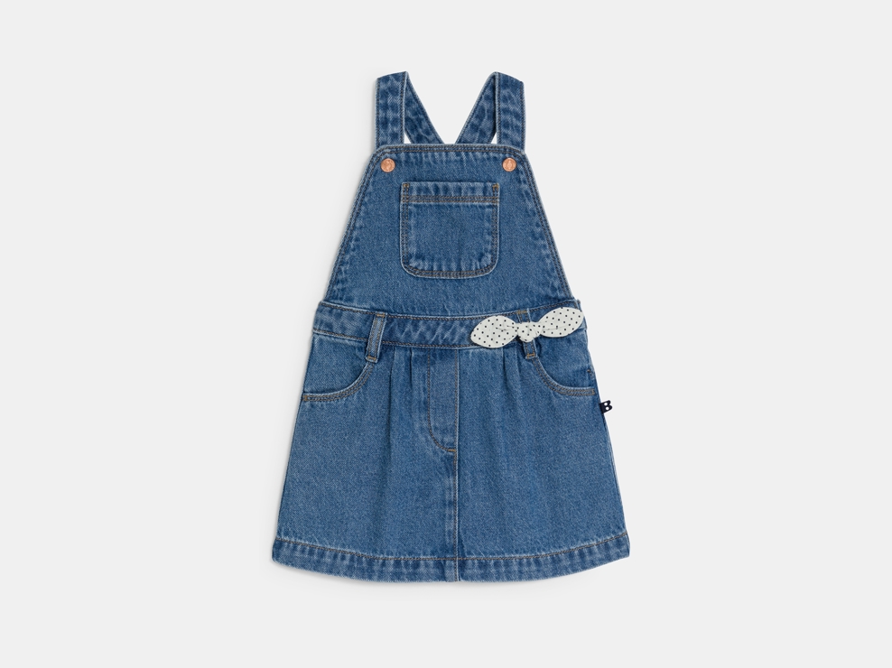 Robe salopette en jean bleu bébé fille 1