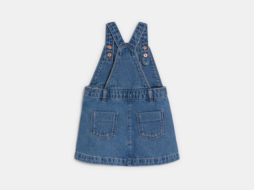 Blauwe salopettejurk van spijkerstof voor babymeisjes 2