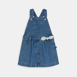 Baby girl blue denim dungaree dress 1