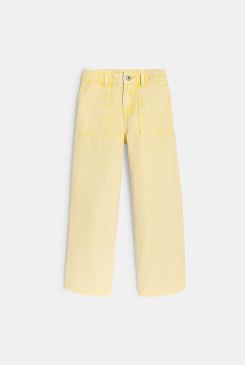 Weite Hose aus verwaschenem Canvas in Pastellgelb Mädchen 2
