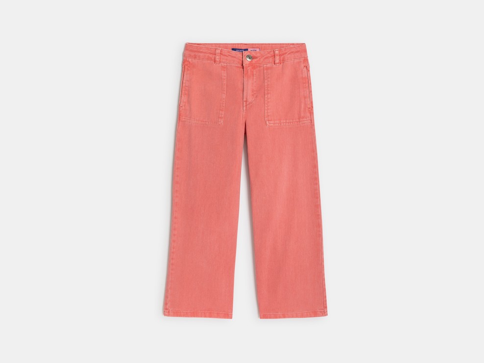 Pantalon wide leg rose en toile Fille 1
