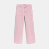 Pantalon large en toile délavée rose pastel Fille