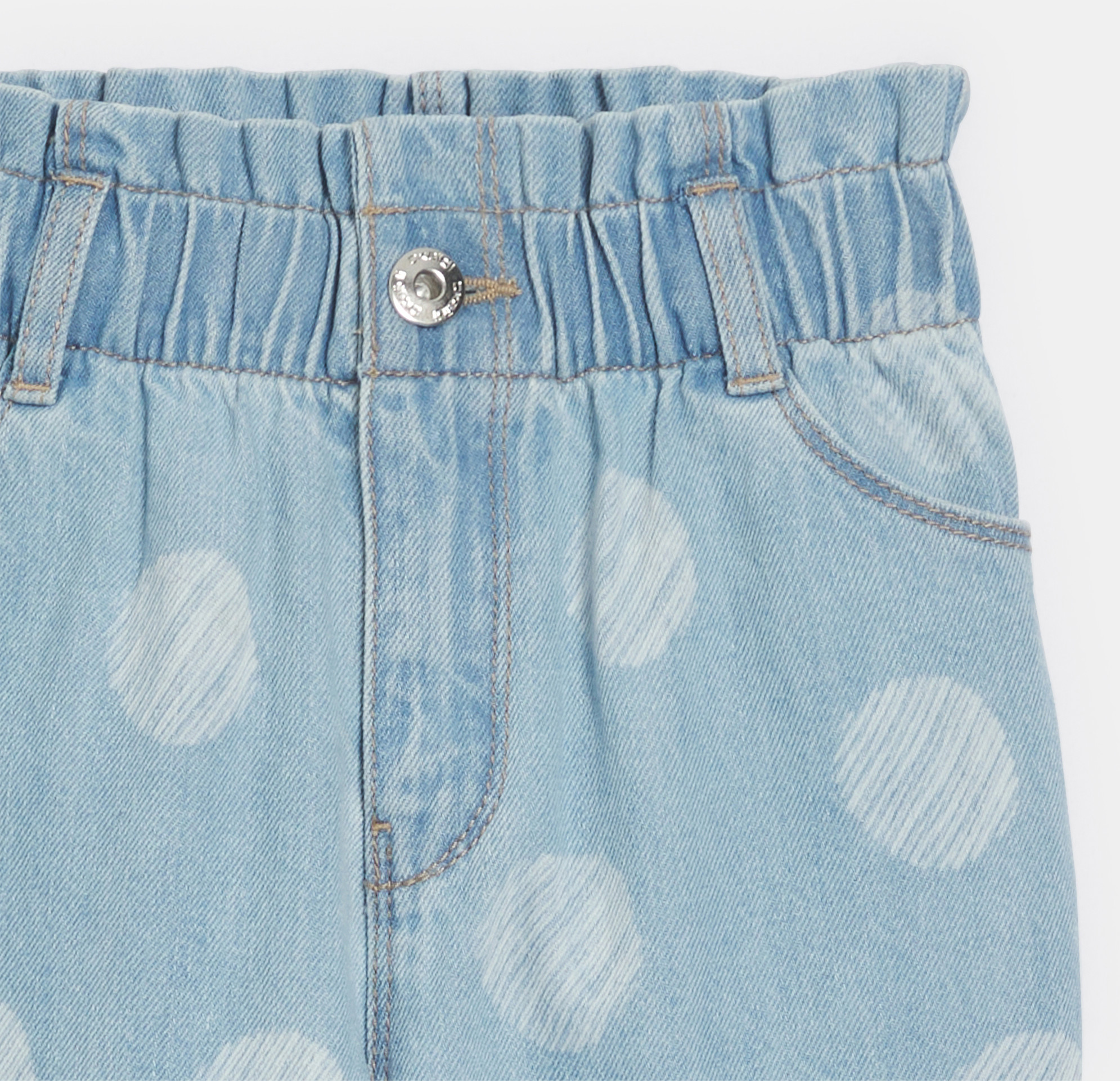 Dekliške kavbojke paperbag svetlo modre s pikami 2