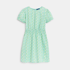 Girl's light green floral puff-sleeve dress 1