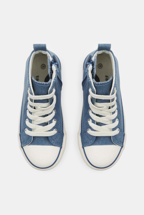 Knöchelhohe blaue Stoffturnschuhe mit Stern für Mädchen 2