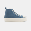 Basket montante toile bleu fille