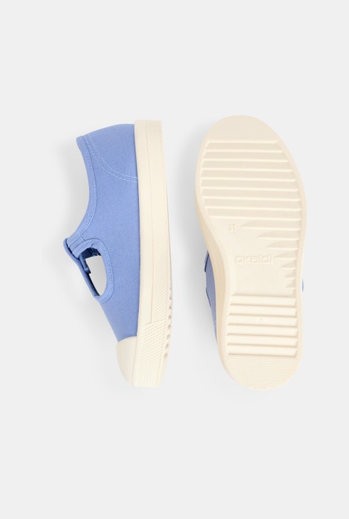 Blaue Stoffturnschuhe mit Riemen für Mädchen 2