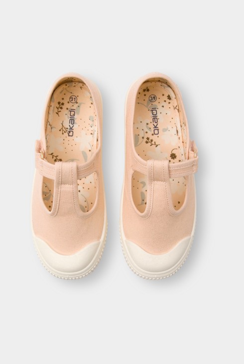 Vambes amb brida de tela corall nena 2