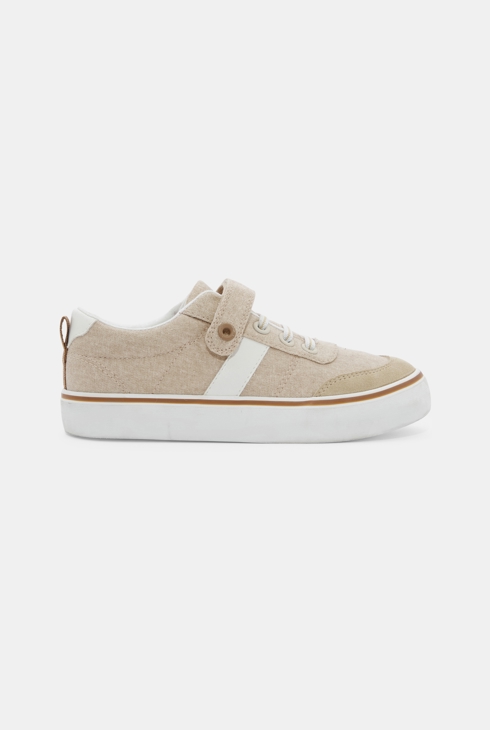 Sneakers basse in tela beige bambino 1