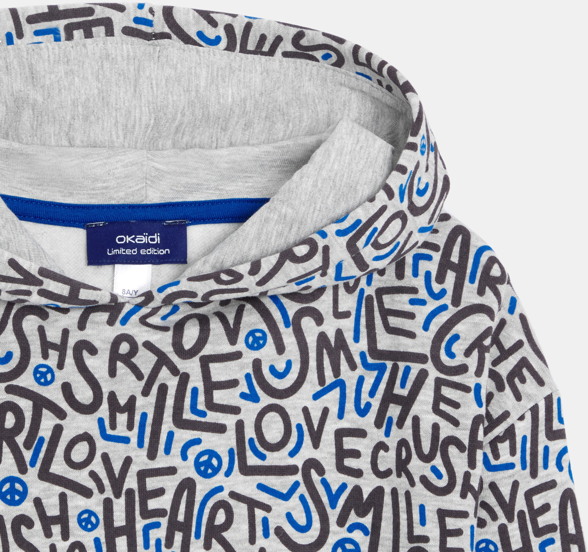 Sweat-shirt à capuche imprimé gris Garçon 2