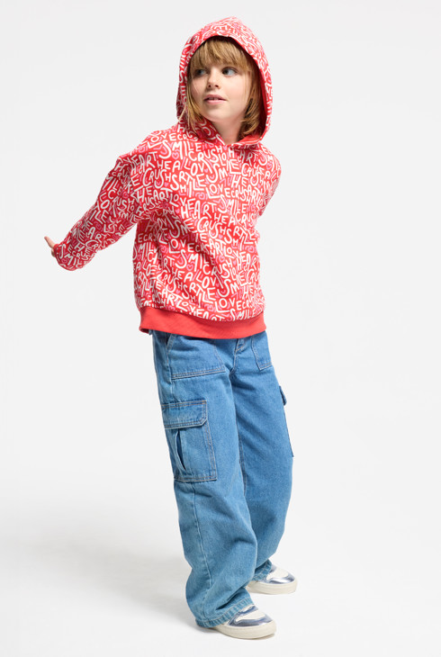 Rotes bedrucktes Sweatshirt für Mädchen 2